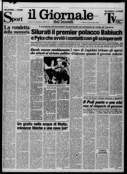 Il giornale nuovo del lunedì